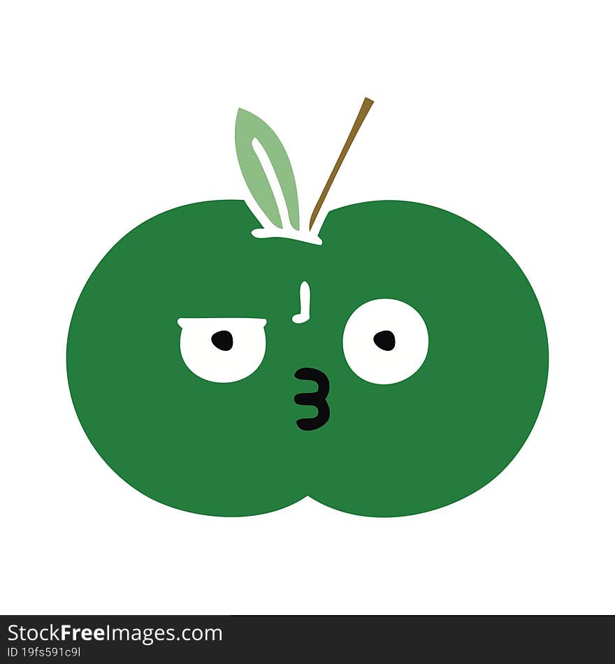 flat color retro cartoon juicy apple