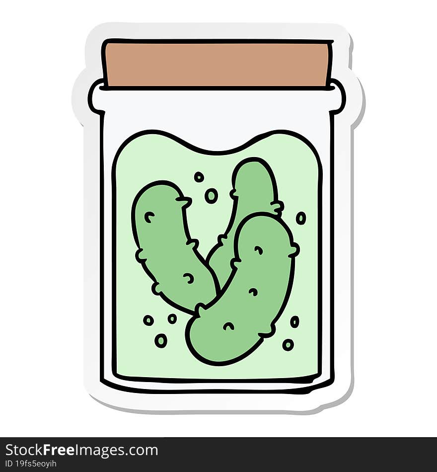 Sticker Cartoon Doodle Jar Of Pickled Gherkins