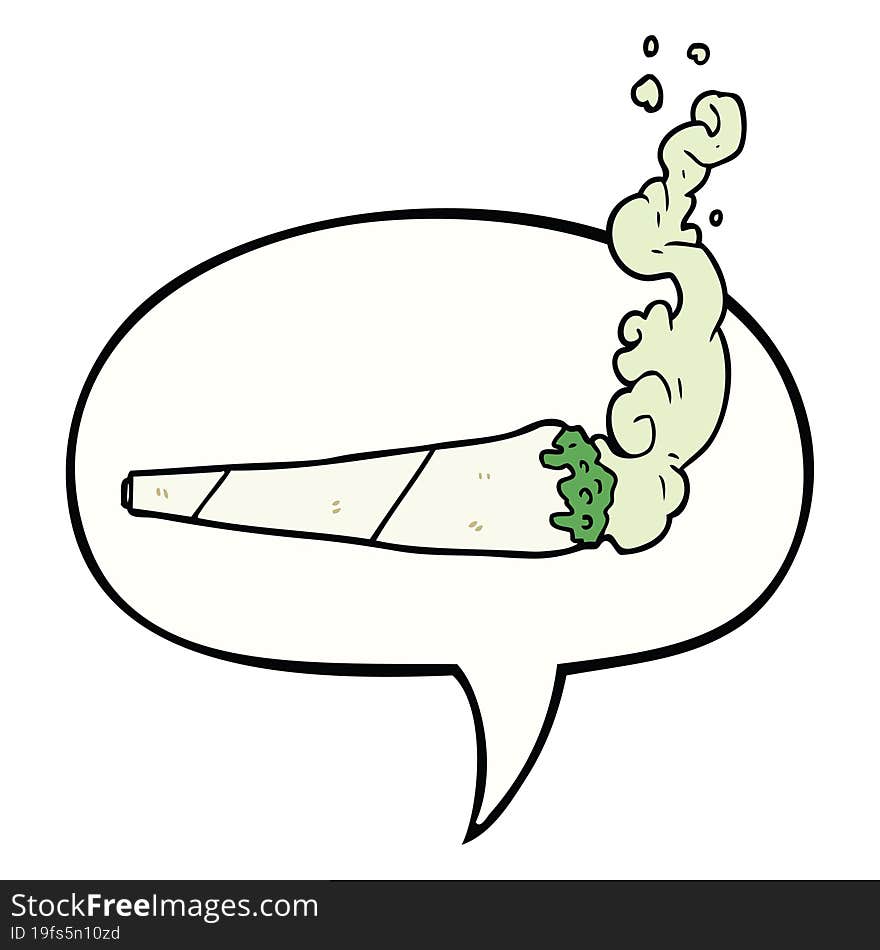 cartoon marijuiana joint and speech bubble