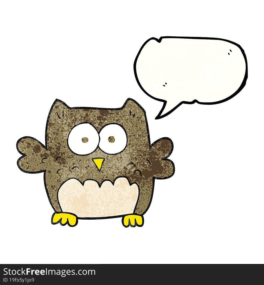 freehand speech bubble textured cartoon owl