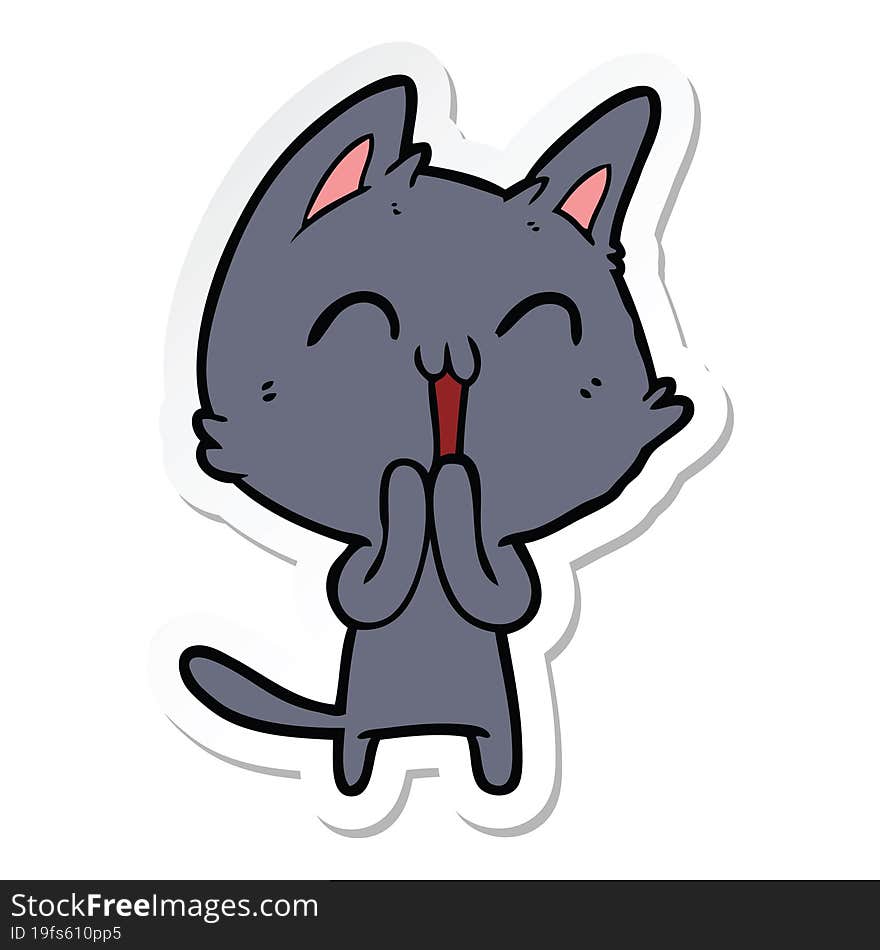 sticker of a happy cartoon cat