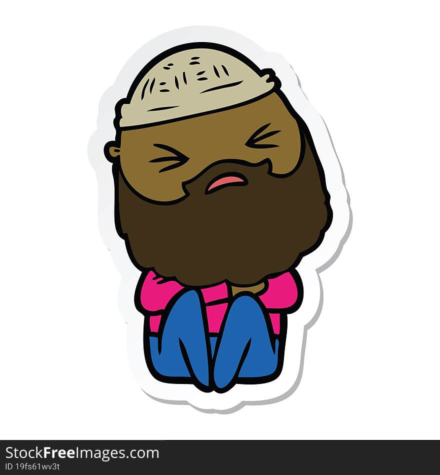 Sticker Of A Cartoon Man With Beard