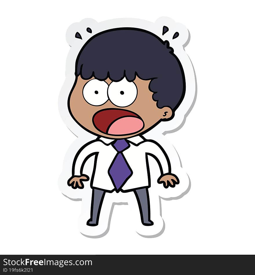 sticker of a cartoon shocked man in shirt and tie