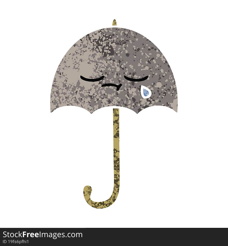 Retro Illustration Style Cartoon Umbrella