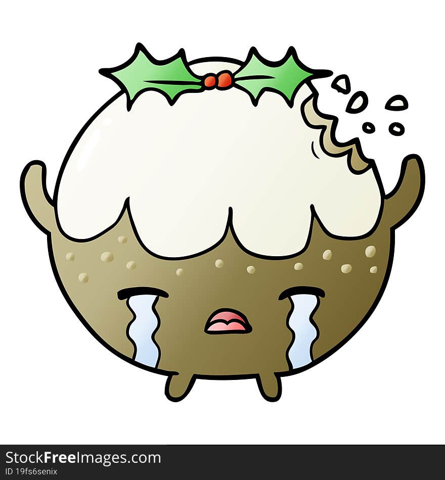 cartoon christmas pudding crying. cartoon christmas pudding crying