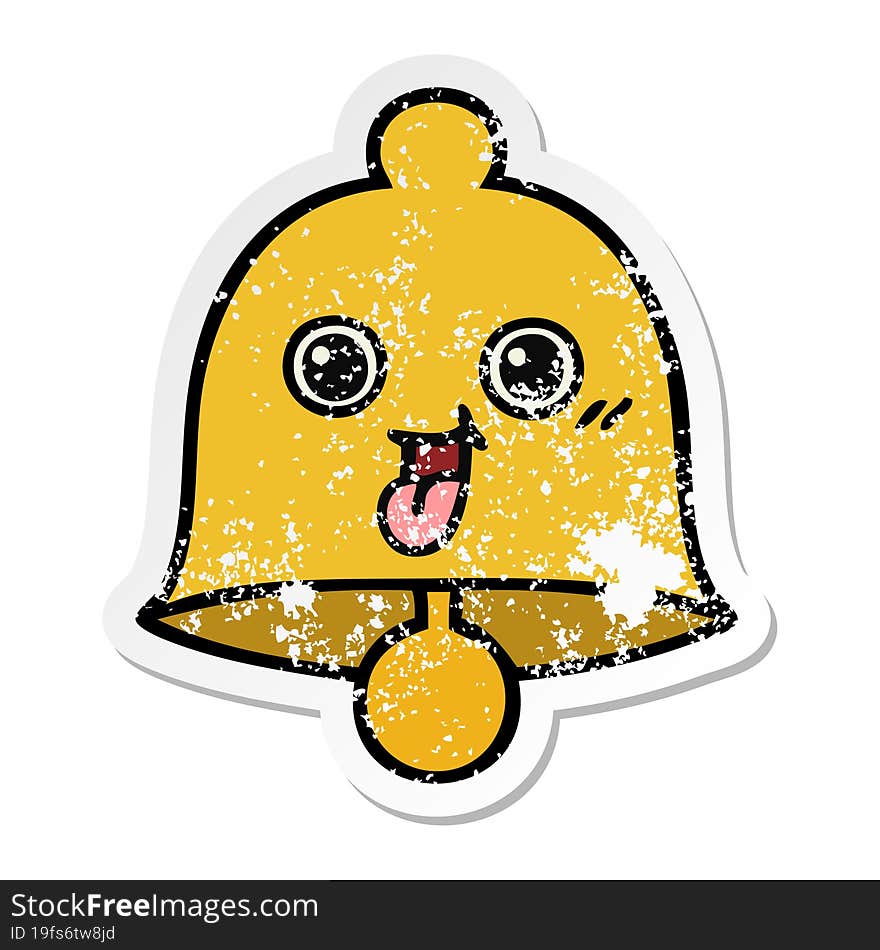 distressed sticker of a cute cartoon bell