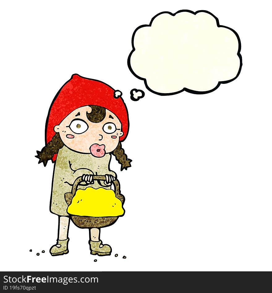 little red riding hood cartoon with thought bubble