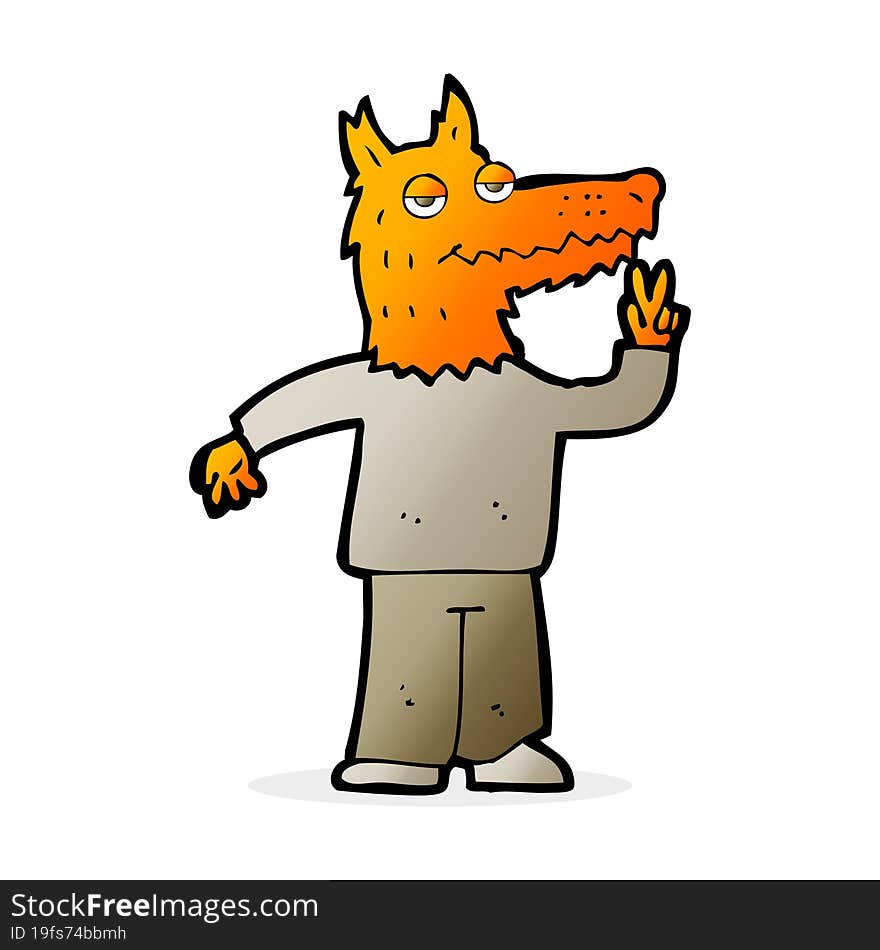 cartoon happy fox man