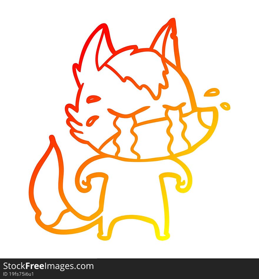 warm gradient line drawing cartoon crying wolf