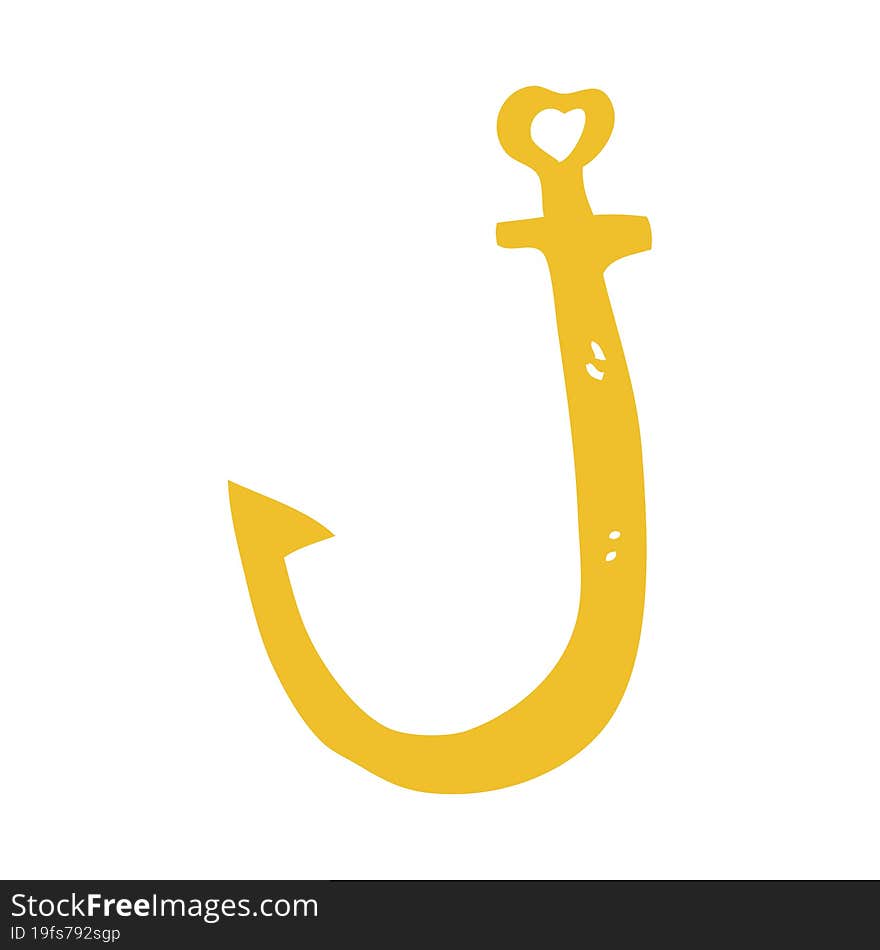 flat color illustration of a cartoon hook