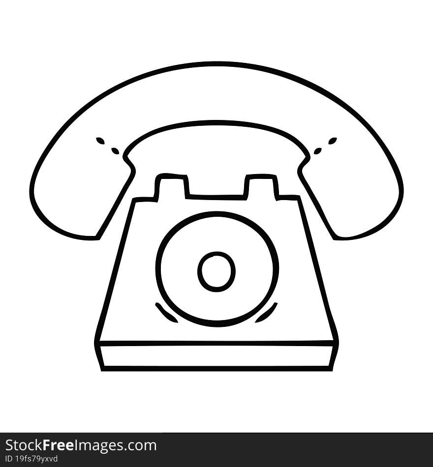 line drawing cartoon red telephone