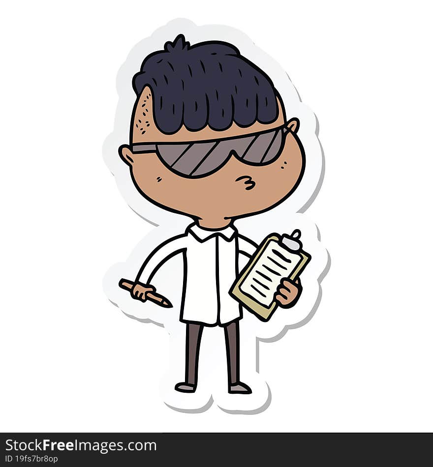 sticker of a cartoon boy wearing sunglasses