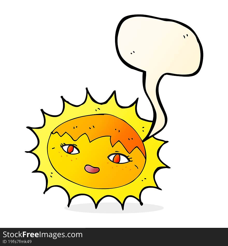 cartoon pretty sun with speech bubble