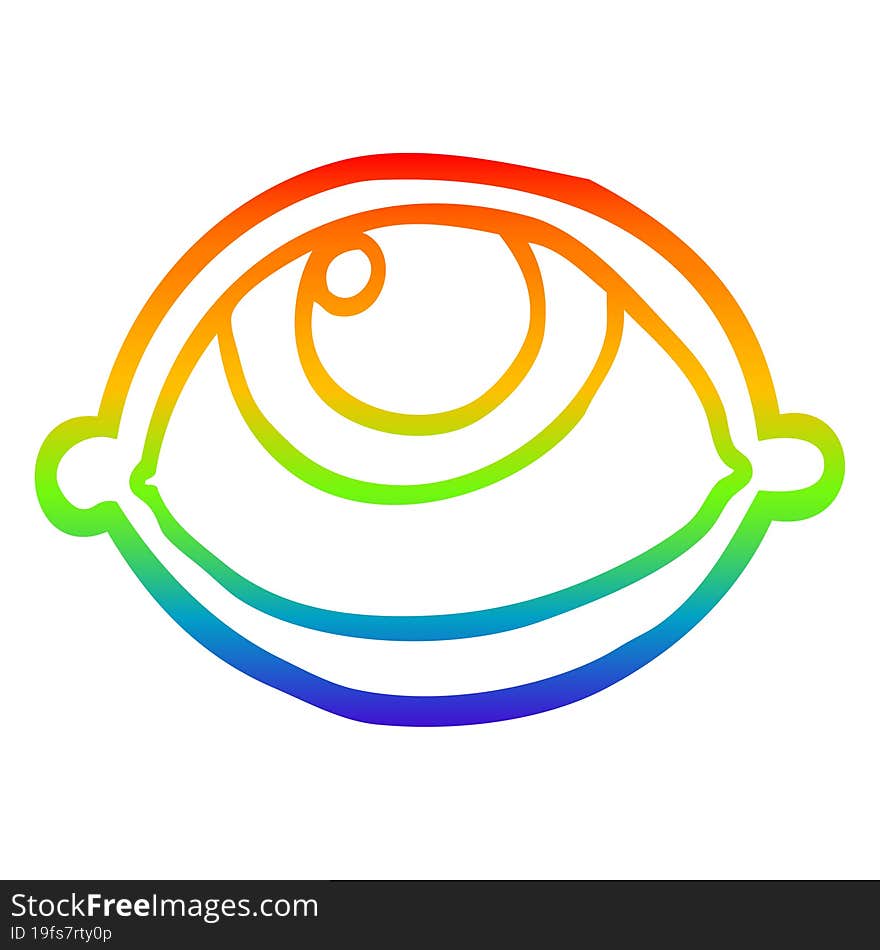 rainbow gradient line drawing cartoon all seeing eye