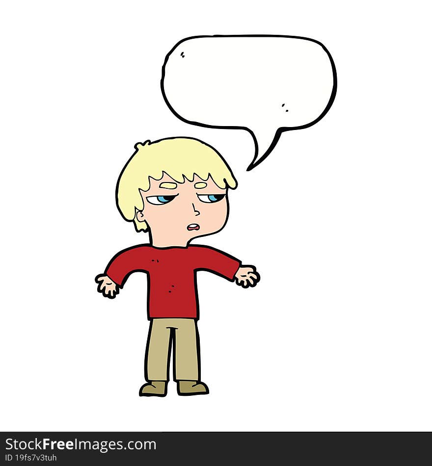 cartoon annoyed boy with speech bubble