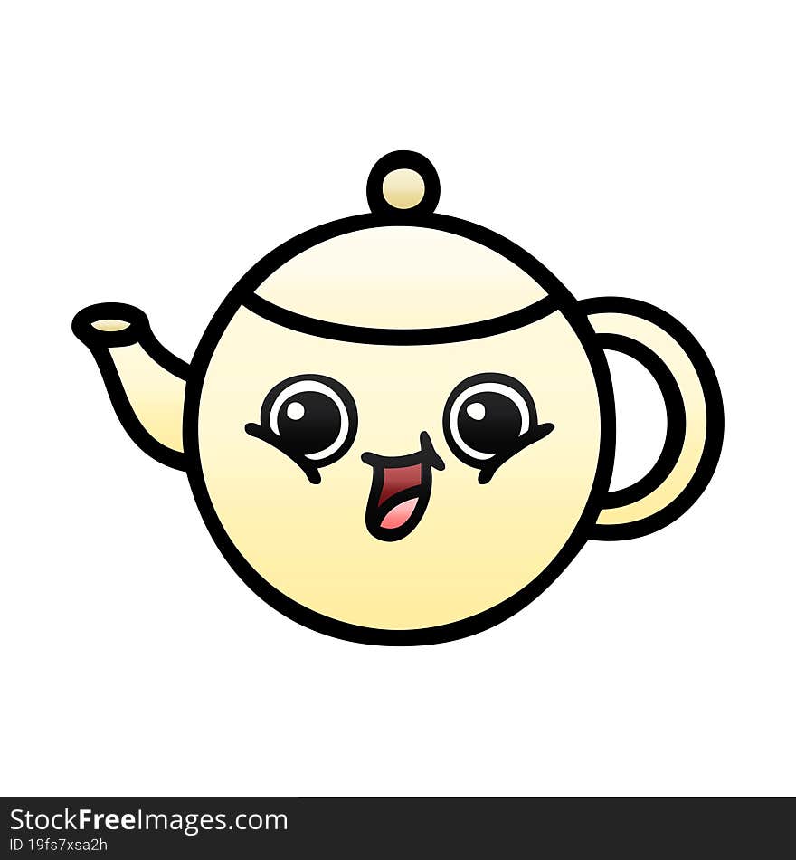 gradient shaded cartoon tea pot