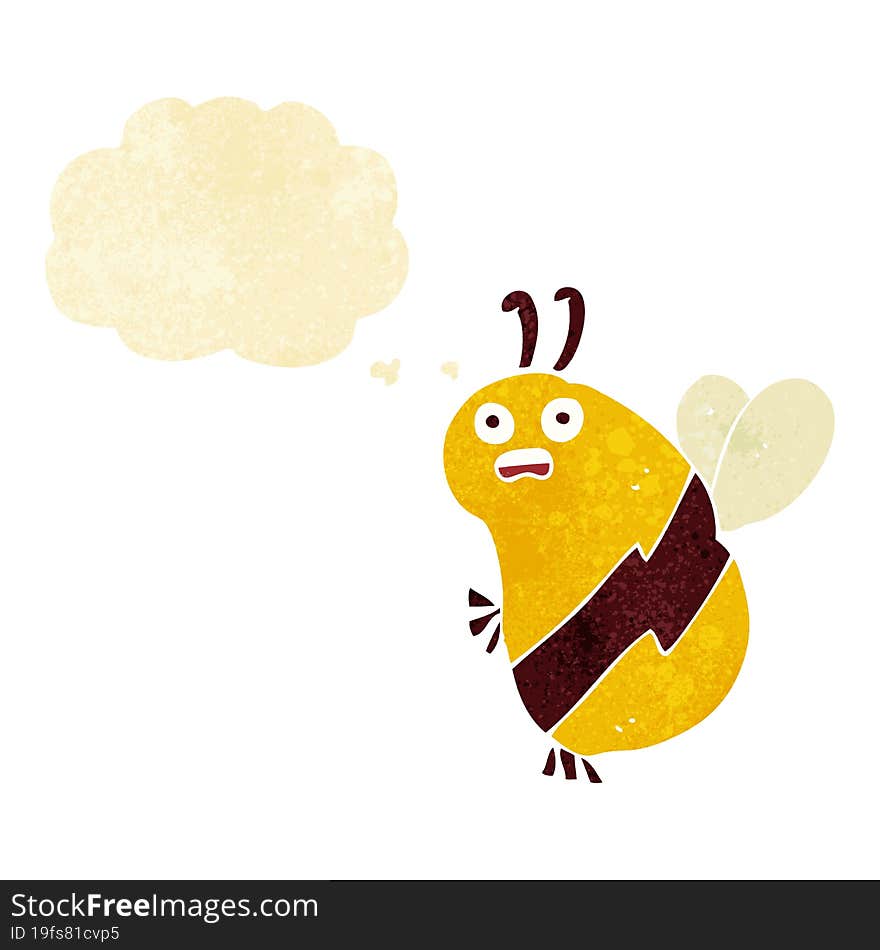 funny cartoon bee with thought bubble