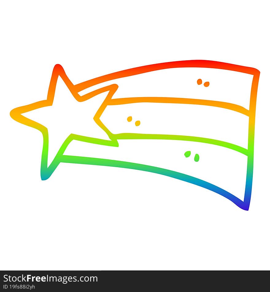 Rainbow Gradient Line Drawing Cartoon Shooting Star