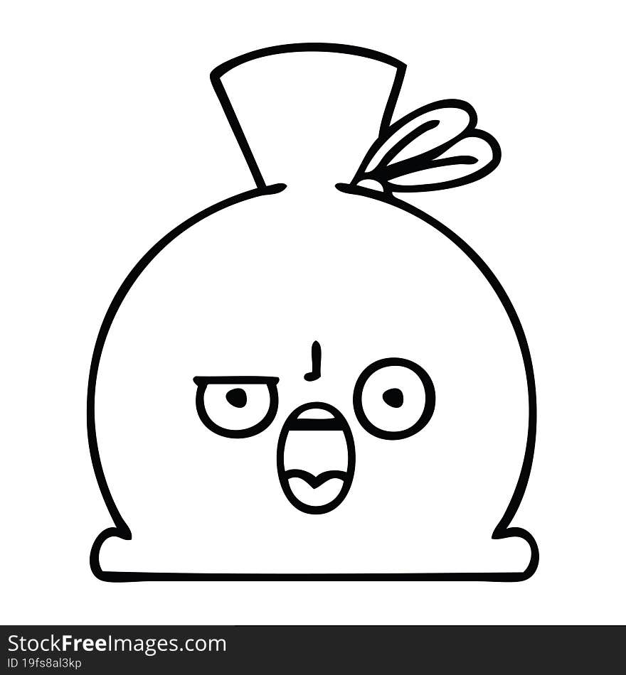 line drawing cartoon of a sack. line drawing cartoon of a sack