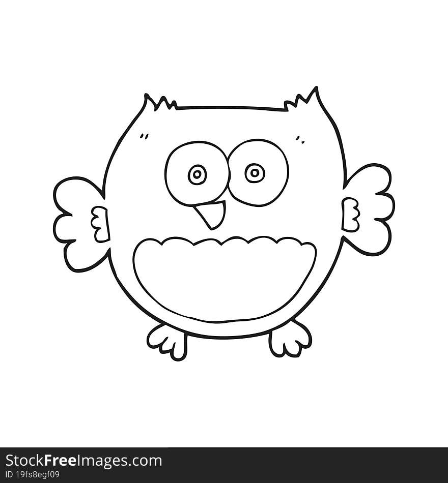 Black And White Cartoon Owl