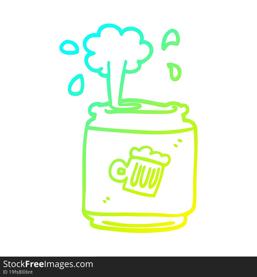 Cold Gradient Line Drawing Cartoon Can Of Beer