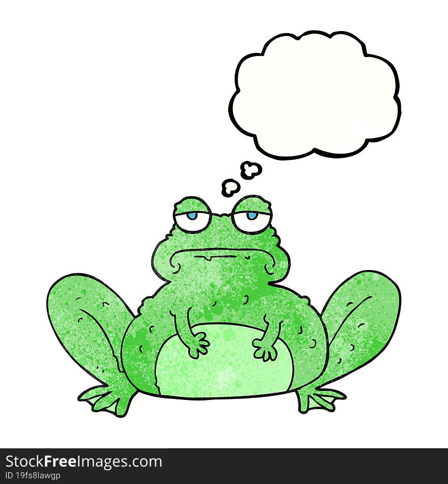 freehand drawn thought bubble textured cartoon frog