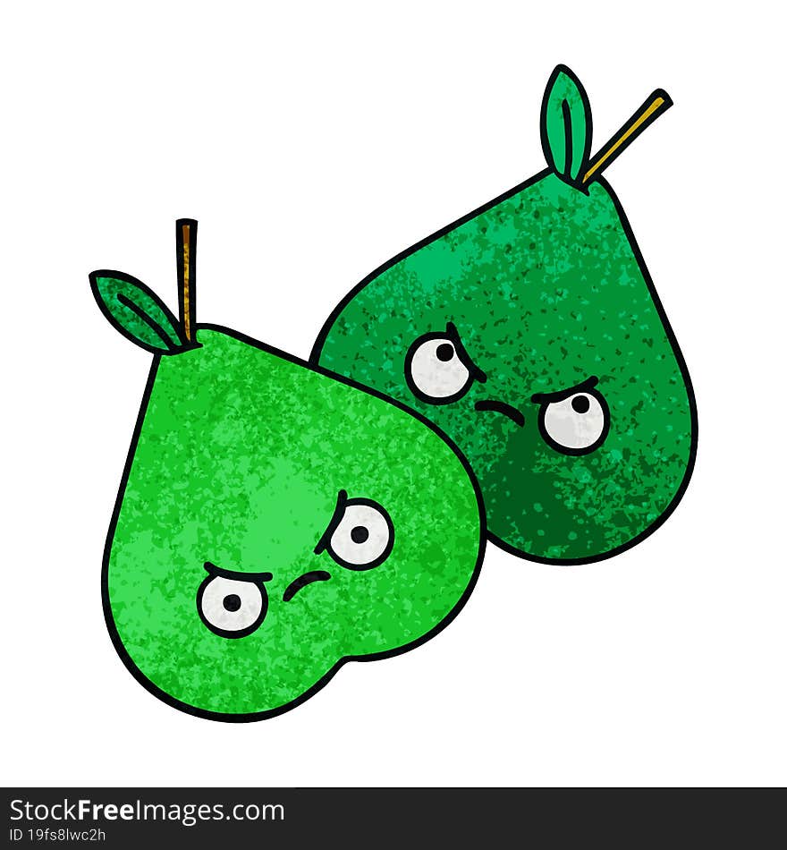 Retro Grunge Texture Cartoon Pears