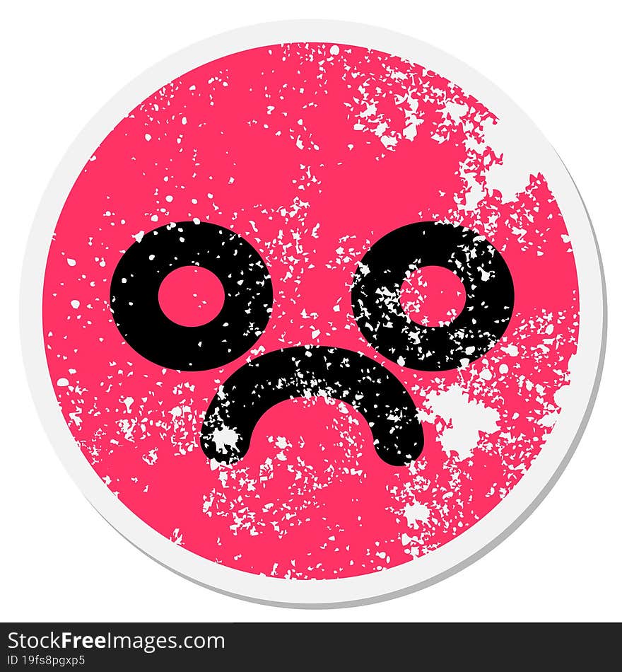 unhappy face circular sticker