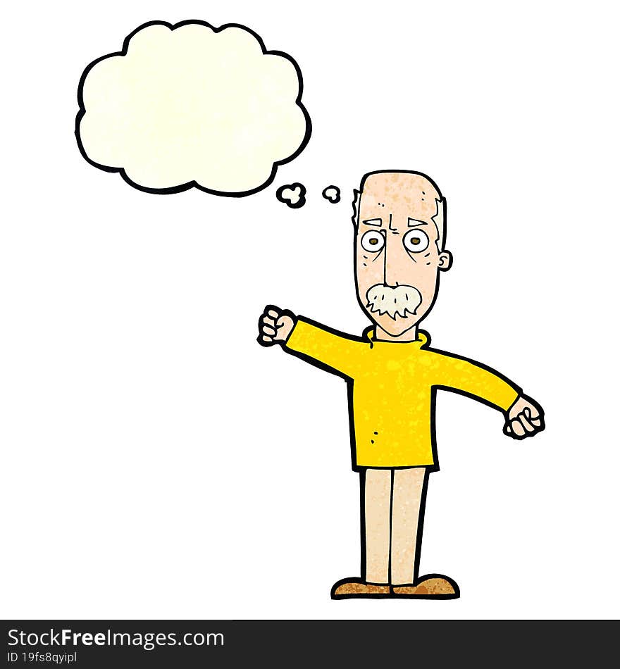 Cartoon Angry Old Man With Thought Bubble