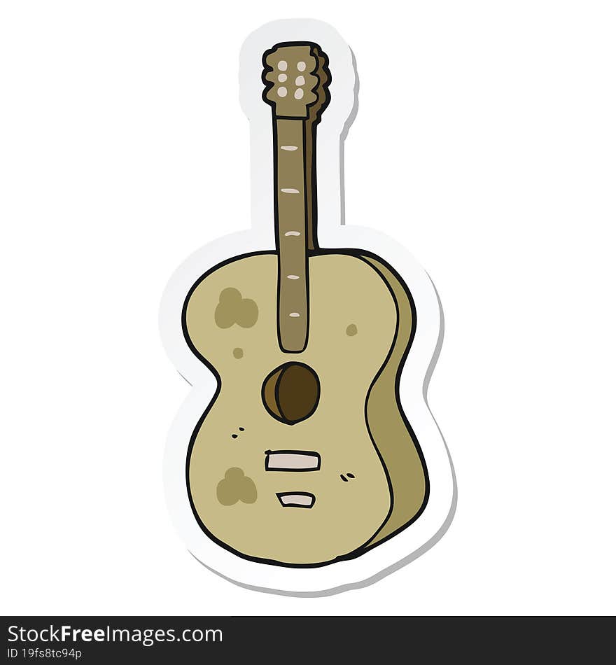 sticker of a cartoon guitar