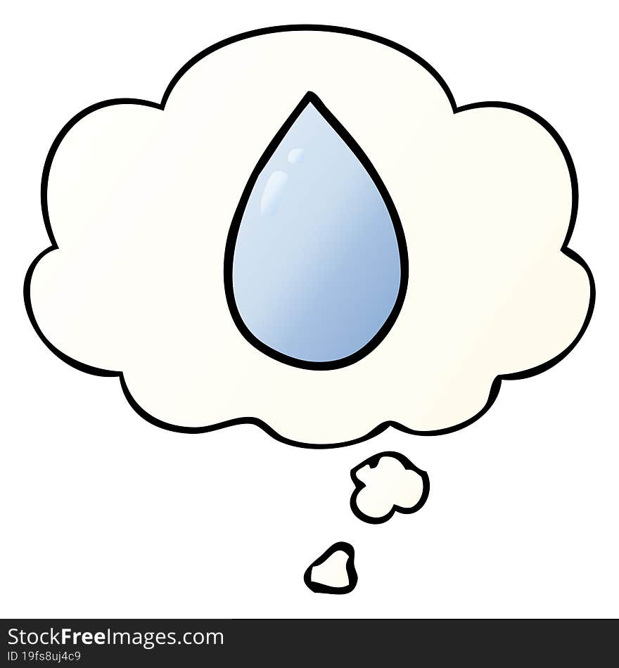 cartoon water droplet and thought bubble in smooth gradient style