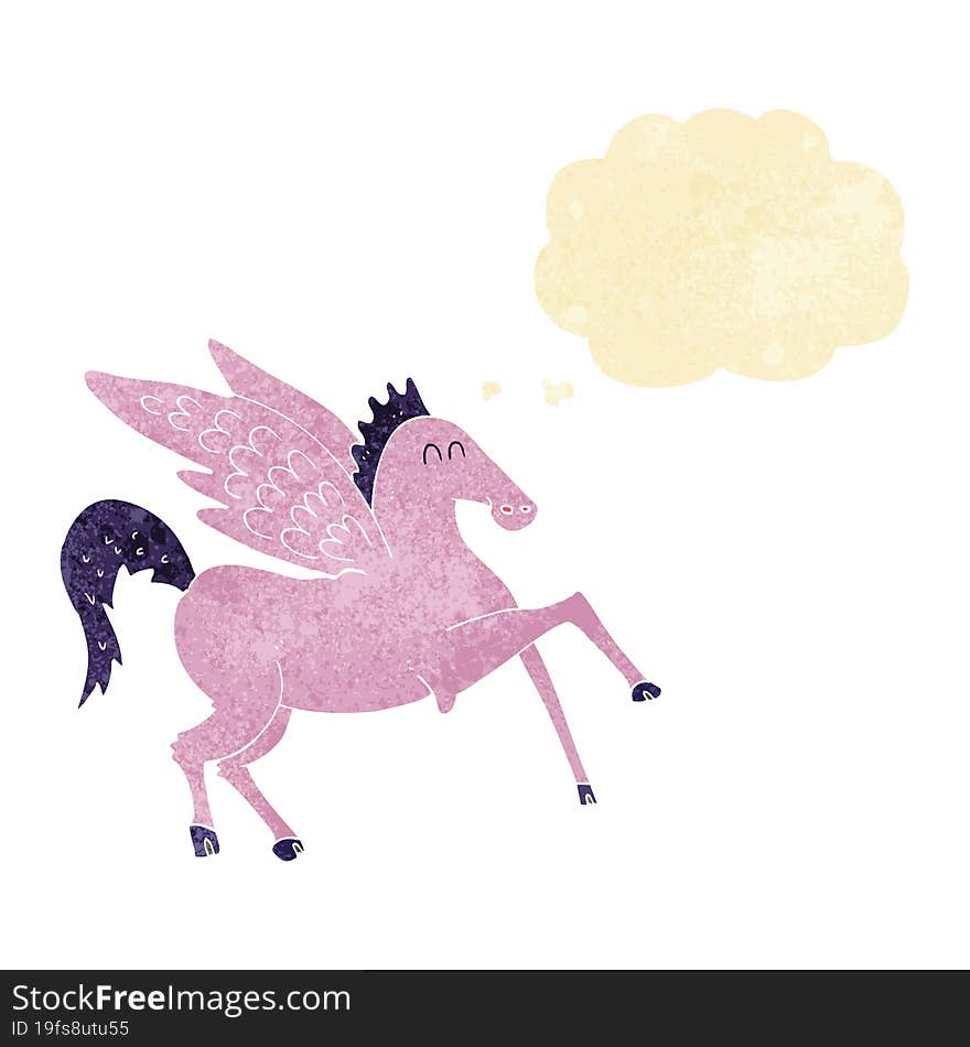 cartoon pegasus with thought bubble