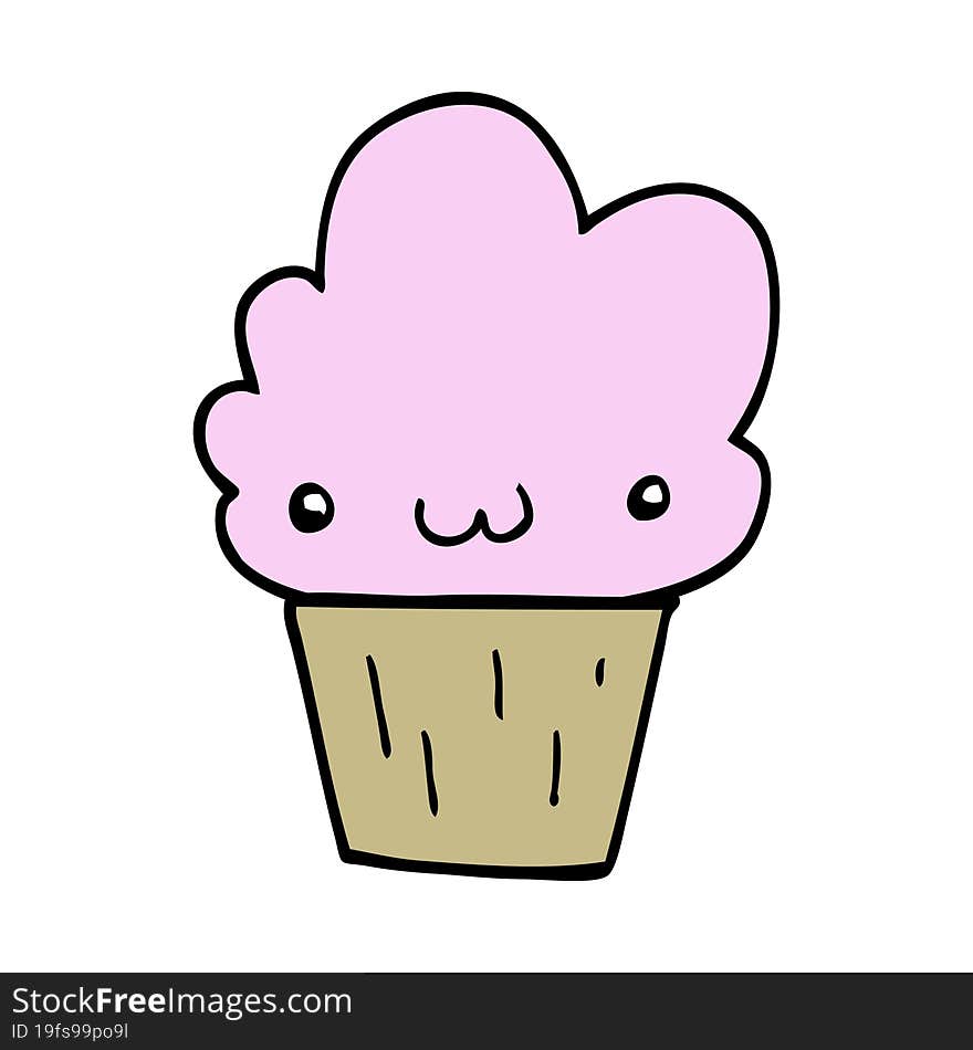 cartoon cupcake with face