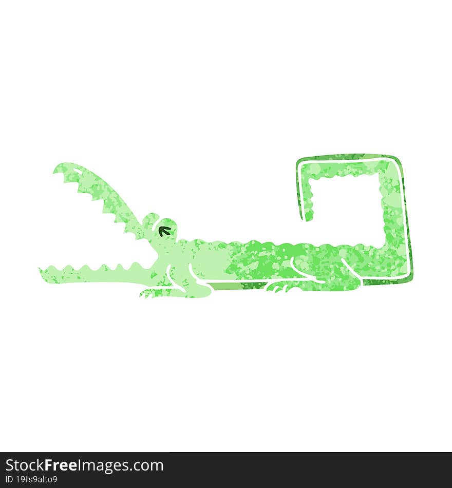 quirky retro illustration style cartoon crocodile