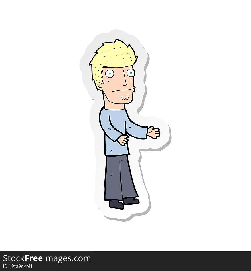 sticker of a cartoon confused man