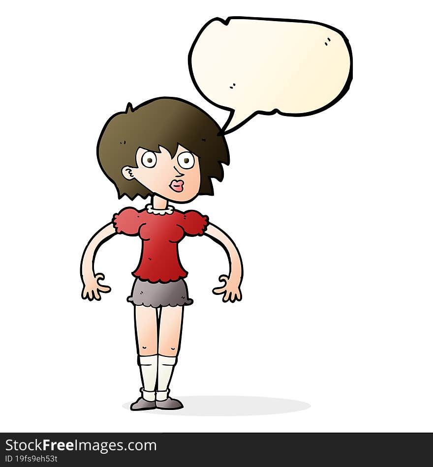 cartoon surprised woman with speech bubble