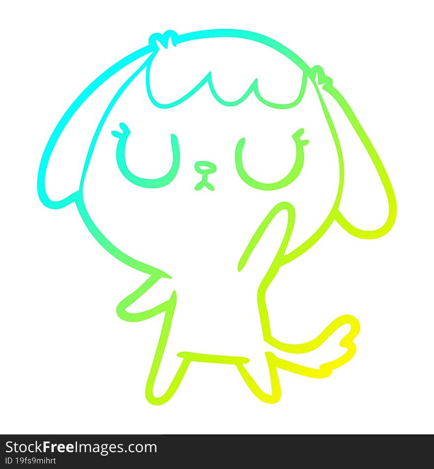 Cold Gradient Line Drawing Cute Cartoon Dog