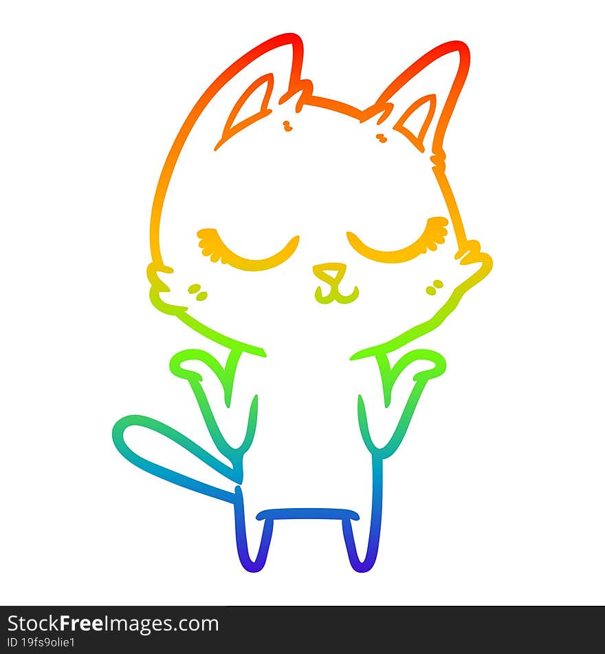 rainbow gradient line drawing calm cartoon cat