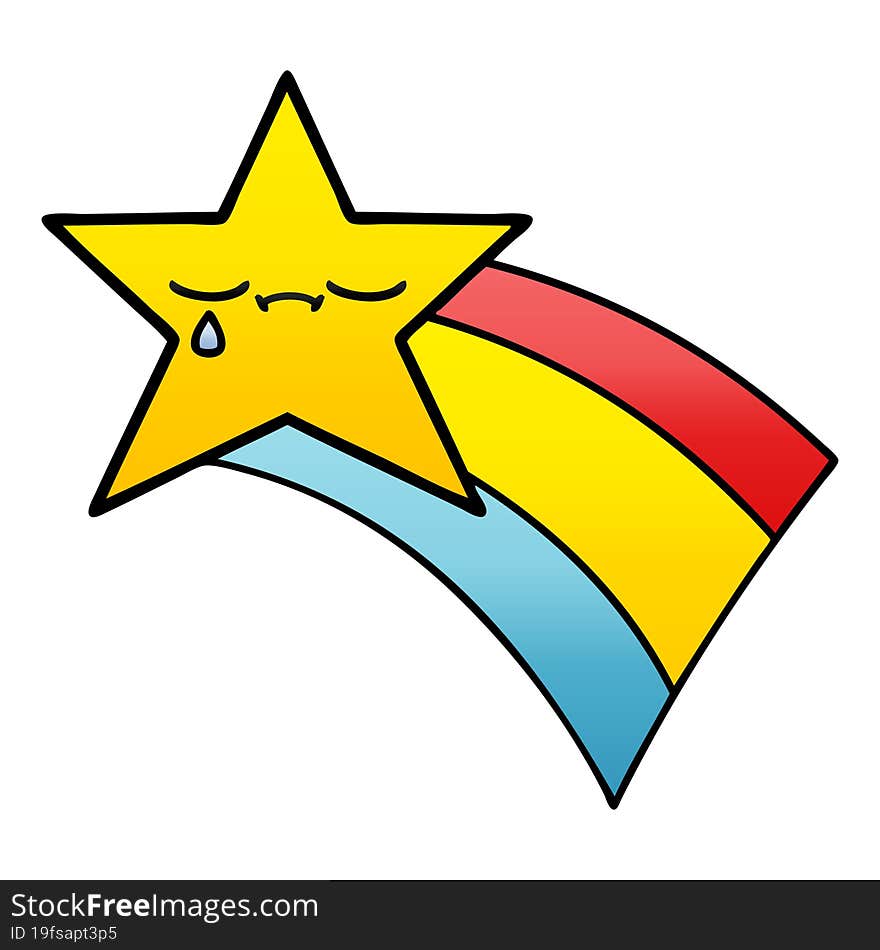 gradient shaded cartoon shooting rainbow star