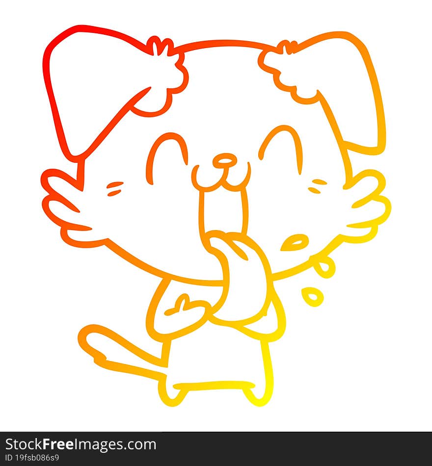 warm gradient line drawing cartoon panting dog