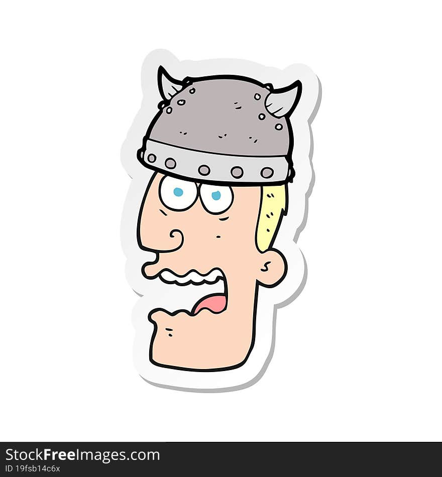 Sticker Of A Cartoon Screaming Warrior Man