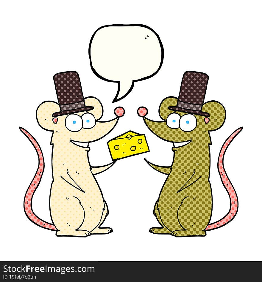 comic book speech bubble cartoon mice with cheese