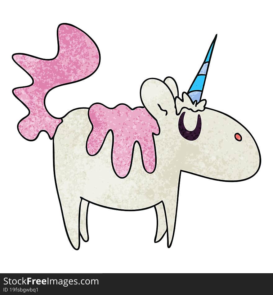 quirky hand drawn cartoon unicorn