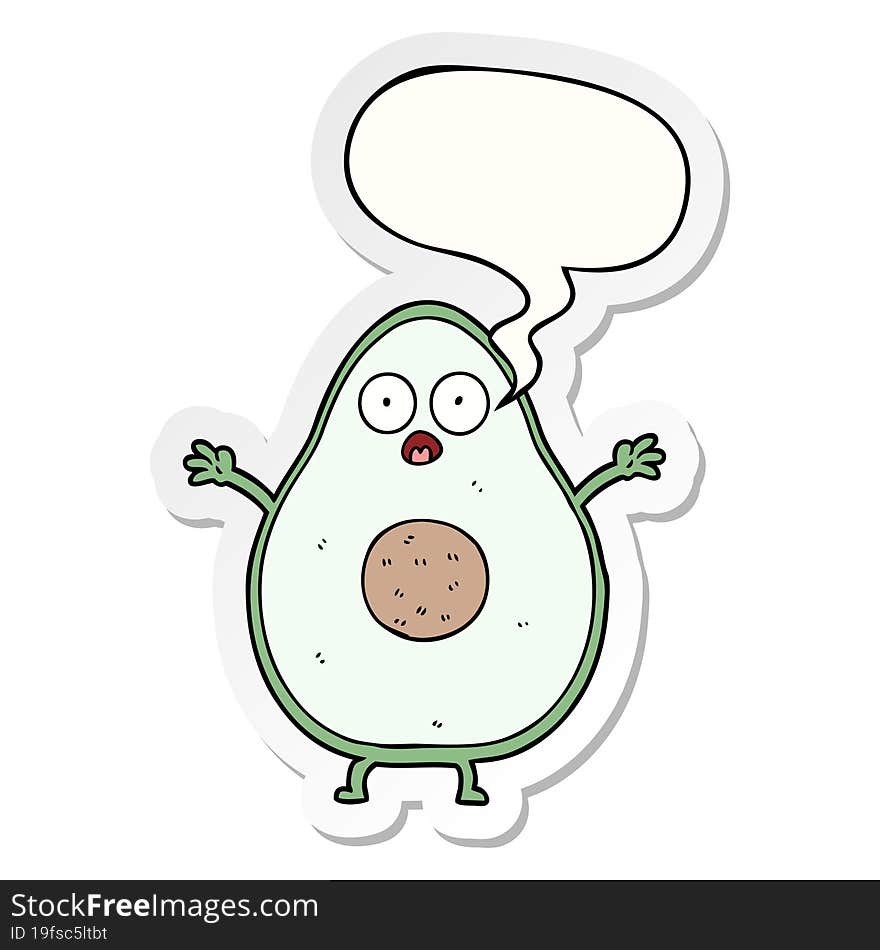 cartoon avocado and speech bubble sticker