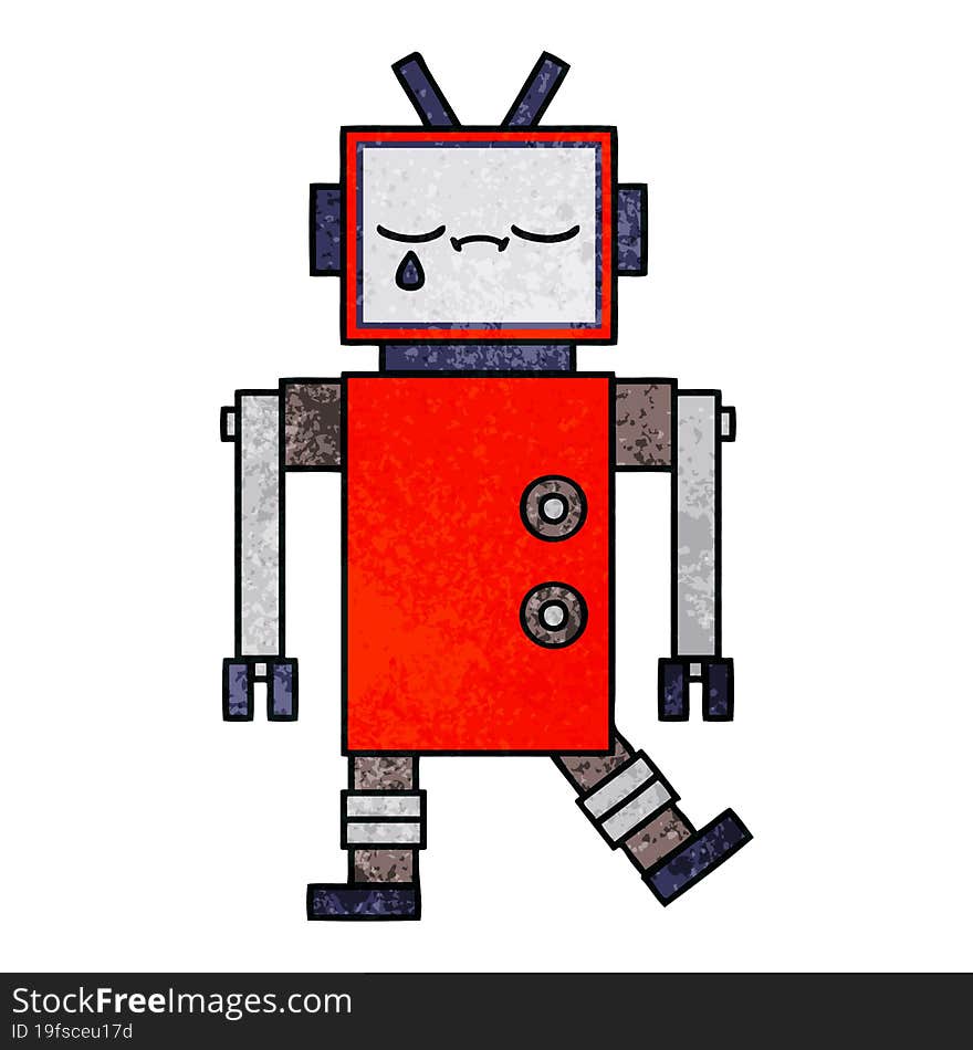 Retro Grunge Texture Cartoon Robot