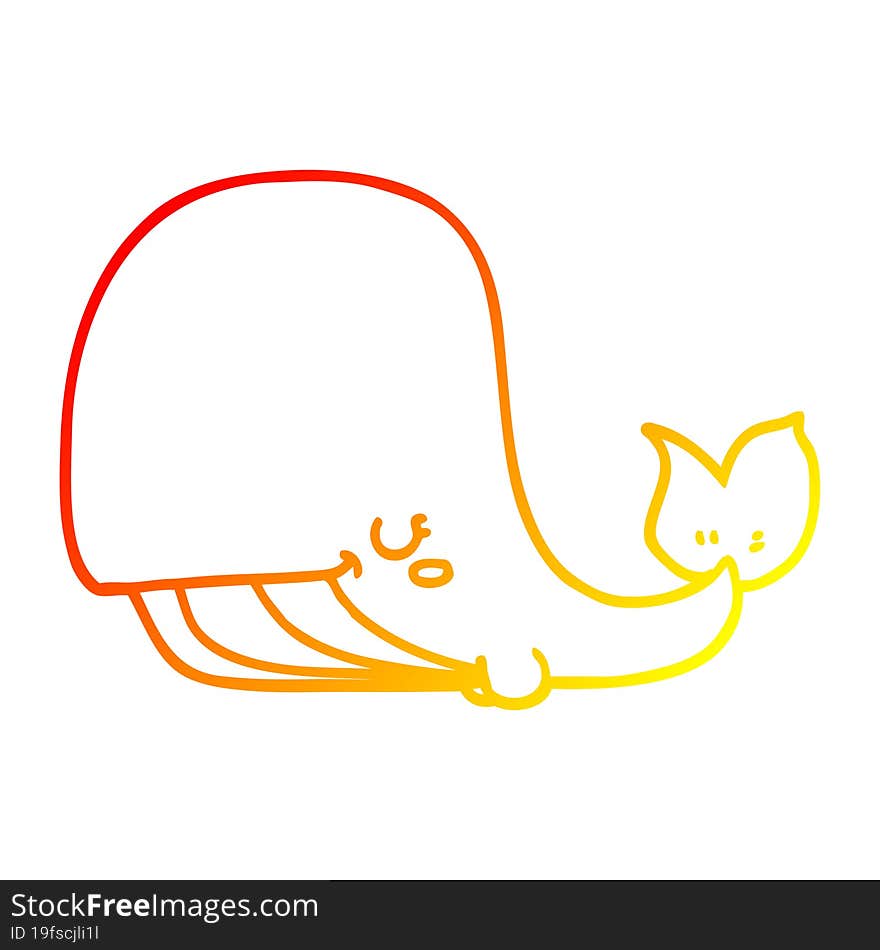 warm gradient line drawing cartoon whale