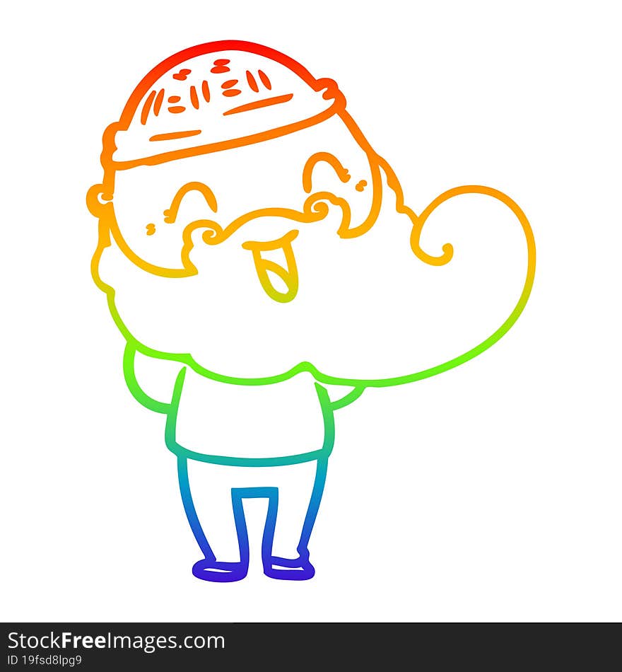 rainbow gradient line drawing happy bearded man