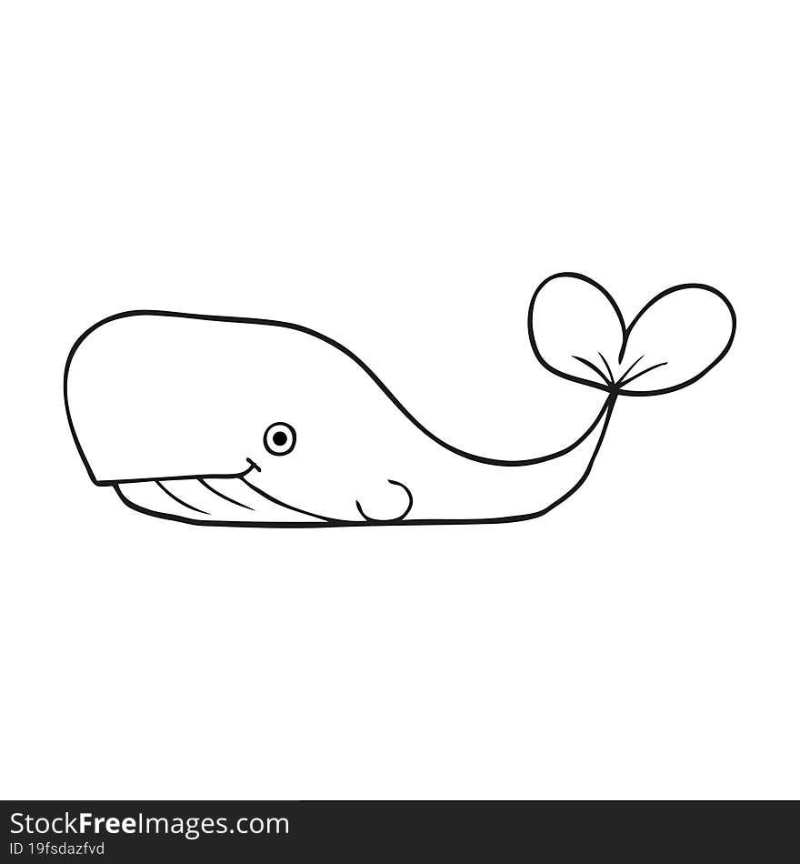 black and white cartoon whale