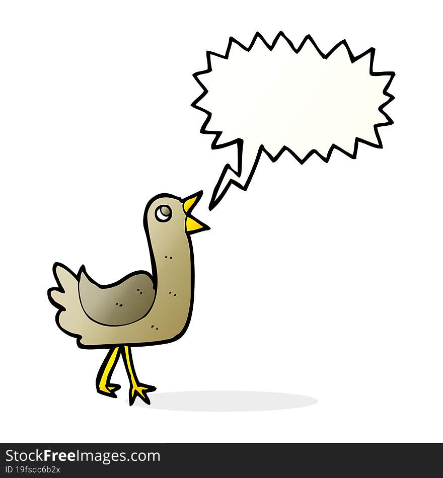 Cartoon Bird With Speech Bubble