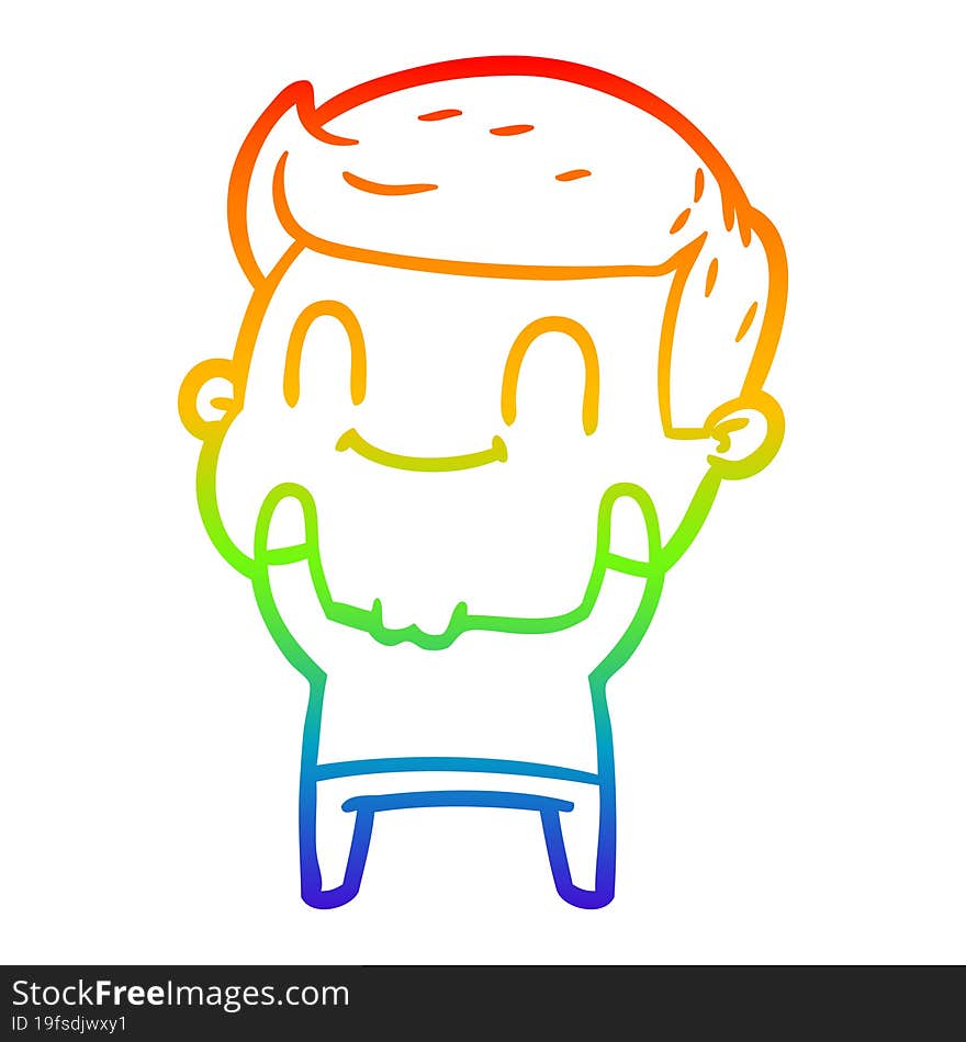 rainbow gradient line drawing of a cartoon friendly man